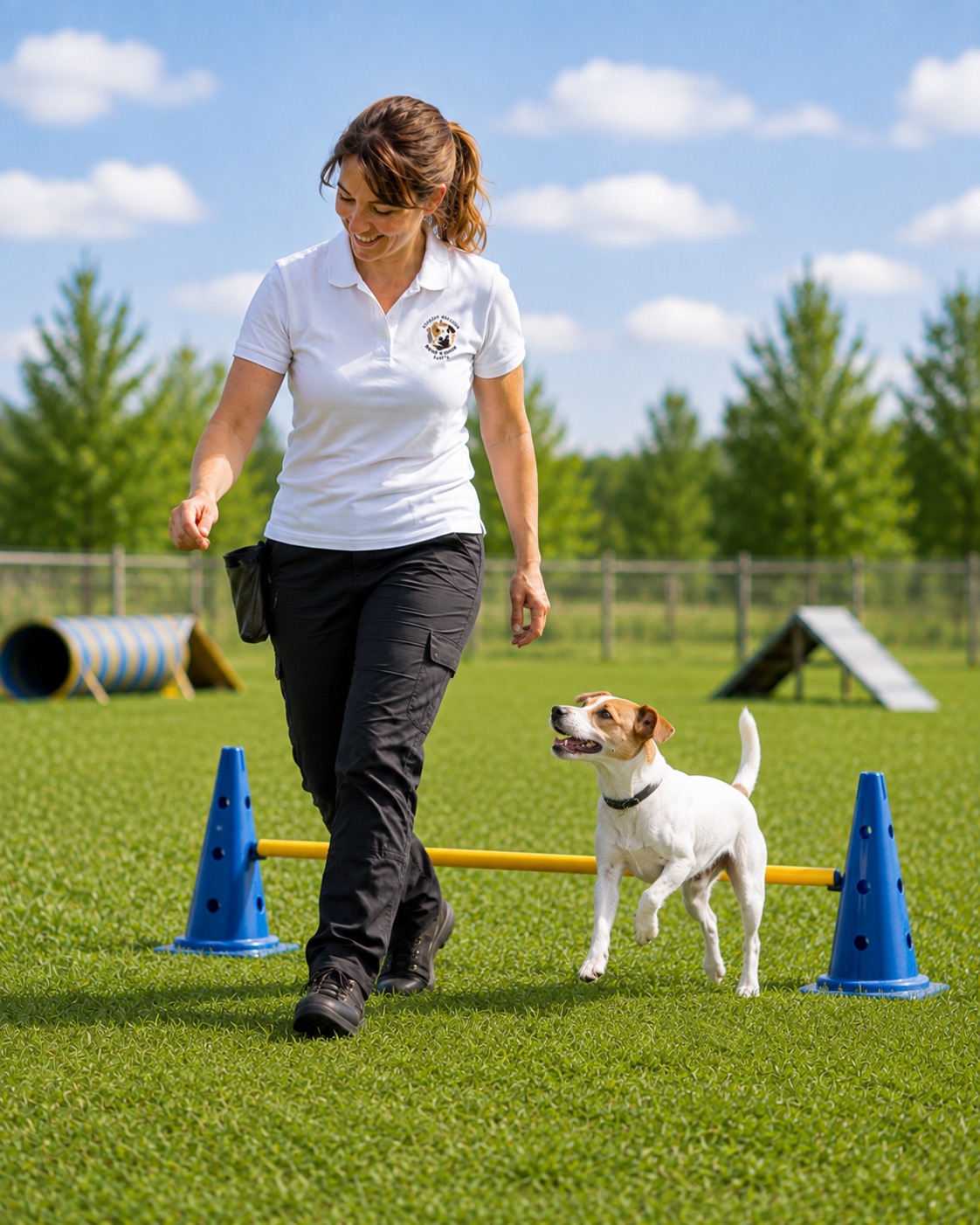 Alltagstraining mit Hund auf einer gesicherten Trainingsfläche