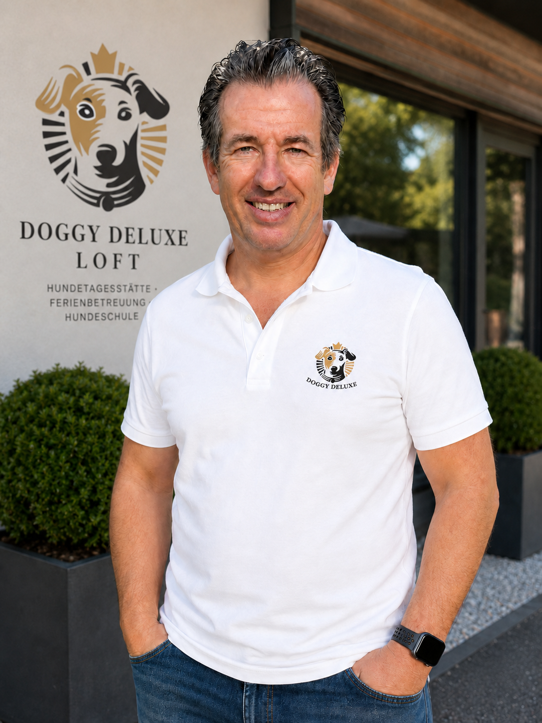 Thomas Kreuter von Doggy Deluxe Loft vor dem Eingang